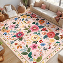 Floral 8x10 Area Rug Machine Washable Soft Print Boho Carpet Non Slip Doormat Low Pile Flower Area Rugs for Living Room Bedroom Nursery Kitchen Dining Room Indoor-Pink by TinyTreasures Baby Boutique