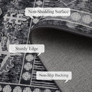 9x12 Area Rug Living Room Rugs, Stain Resistant Washable Rug, Vintage Large Non-Slip Backing, Low Pile Lightweight Print Rug for Bedroom Dinning Room Home Office (Grey) by TinyTreasures Baby Boutique