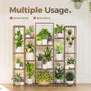 Bamworld Large Plant Shelf Plant Stand Indoor Hanging Tall Outdoor Plant Holder Wood for Multiple Plants Plant Rack for Living Room Garden Balcony Flower 17 Pots Wide by GreenHaven Gardens