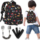 Accmor Toddler Backpack Harness with Leash, Cute Baby Backpacks with Anti Lost Wrist Link, Mini Kids Backpack Tether Walking Harness for Travel Outdoor, Black Excavator Backpack Tether for Boys Girls by TinyTreasures Baby Boutique