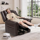 COLAMY PU Leather Power Lift Chair with Massage and Heat,Electric Lift Recliner Chair with Thick Cushioned Padding Backrest for Living Room, Office, Bedroom -Darkbrown