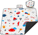 Poedist Extra Large Picnic Blanket Waterproof,80"x 80"Foldable Machine Washable Beach Blanket,Outdoor Blanket for 6-8 Adults,Suitable for Indoor Crawling,Park Beach,Camping,Hiking,Family Travel(Cute) by TinyTreasures Baby Boutique