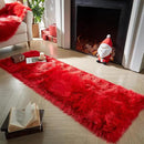 AMTOVO Faux Fur Rug, Red Ultra Soft Fluffy Shag Sheepskin Rug, 2 x 6 ft Runner Area Rugs for Bedroom Sofa Throw Cushion Room Decor, Rectangle by CozyNest Decor