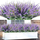 16Pcs Artificial Grass Fake Plants 17.3in Outdoor Plants UV Resistant Faux Greenery Stems Fake Grass for Home Window Garden Office Patio Pathway Front Porch Halloween Décor Green & Purple