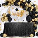 SquarePie Sequin Tablecloth 90 x 156 Inch Black Sparkly Table Linen for Wedding Halloween Party by CozyNest Decor