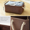 TheWarmHome Small Fabric Canvas Storage Bin with Cotton Rope Handles - Foldable Empty Basket for Gift (Brown-1 Pack,11.8L7.9W5.2H inch) by TinyTreasures Baby Boutique