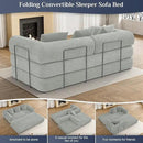 Convertible Sleeper Sofa Bed with Pillow, 4-in-1 Corduroy Folding Mattress Couch with Fixed-Shape Frame, Futon Fold Out Floor Sofa Cama Lounge Couch for Living Room Bedroom, Light Grey by CozyNest Decor