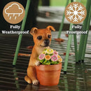 Muldale Solar Dog Statues Outdoor - Solar Powered Outdoor Dog Garden Statue - Hand Painted Floral Plant Pot Light Up by GreenHaven Gardens
