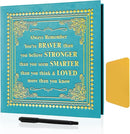 Inspirational Leather Photo Album,Magnetic Self-Stick Page Photo Album,Family Album,Hand Made DIY Albums Holds 3x5, 4x6, 5x7, 6x8 Photos (light blue-always remember) by TinyTreasures Baby Boutique