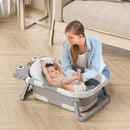 Collapsible Baby Bathtub for Newborns to Toddler with Real-time Temp Monitor & Floating Cushion,Portable Travel Tub for 0-36 Month, Foldable Baby Bath Tub for Infants Boy (Grey) by TinyTreasures Baby Boutique
