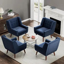 HUIMO Accent Chairs Set of 4, Upholstered Button Tufted Armchair, Linen Fabric Sofa Chairs for Bedroom, Living Room, Mid Century Modern Comfy Reading Chair (4, Dark Blue) by CozyNest Decor