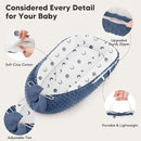 Baby Lounger - Infant Lounger Pillow for Newborn 0-24 Months, Soft, Breathable & Portable Baby Lounger Pillow for Boys & Girls, Cozy Baby Floor Seat for Home & Travel (Bluemoon) by TinyTreasures Baby Boutique