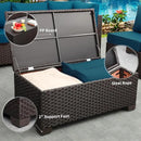 Rattaner Outdoor Storage Table Wicker Patio Coffee Table All-Weather Wicker Side Table with Waterproof Cover, Brown