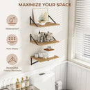 Heimlove Deep Floating Shelves for Wall, 12 Inch Deep Floating Shelves Set of 3, 16W x 12D Wood Wall Shelves, Wide Wood Shelves with Metal Bracket for Living Room, Kitchen, Office, Bedroom - Oak by CozyNest Decor