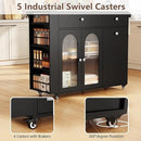 Kitchen Island with Drop Leaf & Power Outlet, Rolling Kitchen Island on Wheels with Trash Can Storage, Island Table Bar Cart with Spice Rack, Towel Rack, Drawers, Mobile Kitchen Carts on Wheels by CozyNest Decor