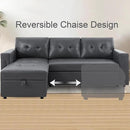 Naomi Home Transform Any Space: Sleeper Sectional Sofa with Convertible Sofa Bed & Inviting Chaise. Find Tranquil Comfort with Stress-Relieving Design & Durable Cushions - Dark Gray/Air Leather by CozyNest Decor