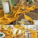 12 Pack Mustard 10FT Cheesecloth Table Runner Rustic Gauze Fabric Cheese Cloth Table Runner for Wedding Bridal Baby Shower Table Decor Boho Sheer Birthday Party Table Decorations 20 x 120 Inch Long by CozyNest Decor