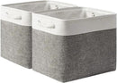 TcaFmac Organization and Storage Basket for Organizing - 16x12x12 inch Large 2 Pack Collapsible Storage Bins for Shelves, Fabric Storage Cubes for Box Closet Cloth Toy Books Kids (White & Grey) by CozyNest Decor
