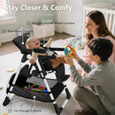 Kinder King Convertible Baby High Chair, Adjustable Feeding Chair for Babies and Toddlers with Removable Double Tray, Simple Compact Fold for Space-Saving, 2 Built-in Wheels, Easy to Clean, Black by TinyTreasures Baby Boutique