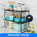 Expandable Kitchen Shelf Organizers, Kitchen Cabinet Organizer Stand Rack Organization for Countertop Cupborad Pantry, Black 3 Pack by CozyNest Decor