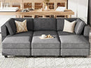 Belffin Terry Fabric Modular Sectional Sleeper Sofa Bed with Storage Convertible Sectional Couches for Living Room 6 Seaters Dark Grey Modular Sofa by CozyNest Decor