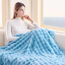 NEWCOSPLAY Faux Fur Throw Blanket Blue Bubble Blanket Thick Warm Soft for Couch Sofa Bed 550GSM (Blue, Throw(50"x60")) by CozyNest Decor