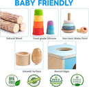 Montessori Toys for Babies 6-12 Months, 9 in 1 Educational Wooden Toys Set, Includes Object Permanent Box, Stacking Cups, Mirror Puzzle, Ring Stacker and More by TinyTreasures Baby Boutique