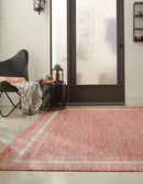 Unique Loom Outdoor Border Collection Area Rug - Soft Border (7' 10" x 10' Rectangle Rust Red/Ivory) by GreenHaven Gardens