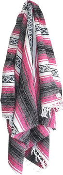 Del Mex Classic Mexican Blanket, Large Authentic Woven Falsa Throw (70"x50"), Artisan Southwest Décor for Beach, Yoga, Outdoors (Hot Pink/Fuchsia) by CozyNest Decor