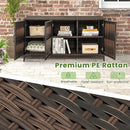 RELAX4LIFE 84-Gallon Outdoor Storage Box - Wicker Rattan 3-Door Patio Storage Cabinet Container w/Removable Shelves for Cushions, Garden Tools, Pool & Sports Equipment, Indoor Outdoor Deck Box (Brown) by CozyNest Decor