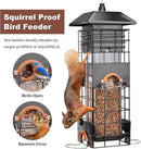 Squirrel Proof Bird Feeder - Metal Outdoor Design with 4 Feeding Ports, Wild Bird Feeders for Outside, 2.5lb Large Capacity, Ideal Gift for Bird Lovers by GreenHaven Gardens