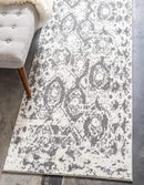 Unique Loom Rosso Collection Vintage, Geometric, Bohemian, Traditional, Distressed, Southwestern Area Rug, 2' 0" x 6' 0", Light Gray/Ivory by CozyNest Decor