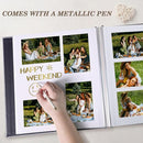 Photo Album Self Adhesive Pages for 4x6 5x7 8x10 Pictures Scrapbook Magnetic Photo Albums with Sticky Pages Books with A Metallic Pen for Baby Wedding Family 11x10.6 Black 40 Pages by TinyTreasures Baby Boutique