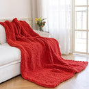 Chunky Knit Blanket - Luxury Soft Cozy 60 * 80 Throw Blanket,100% Woven Blanket Rope Knot Throw Blanket for Couch, Sofa, Home Decor, Gift - Machine Washable（Wine red） by CozyNest Decor