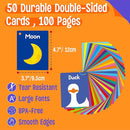 50 PCS First Word Flashcards, Double Sided Learning Cards Alphabet, Foods, Animals, Shapes, Colors, Vehicle, Body Parts with 2 Reclosable Rings, Learning Tool for Pre-K Kindergarten Toddlers by TinyTreasures Baby Boutique
