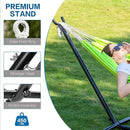 PNAEUT Double Hammocks with Stand for Outside, Portable Space Saving Heavy-Duty Steel Stand for Indoor Outdoor Patio with Carrying Bag, 450 lbs Capacity (Green) by GreenHaven Gardens