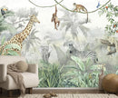 Nursery Safari Wallpaper Kids Tropical Jungle Banana Leaf Wall Mural Animals Wall Decor for Boys Room Girls Room Bedroom Living Room(Not Self-Adhesive) by TinyTreasures Baby Boutique