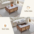 AVZEAR Lift Top Coffee Table with Storage, Mid Century Modern Coffee Table with Nature Linen Doors & Large Hidden Storage, Rounded Corners Center Table Farmhouse Coffee Tables for Living Room, Walnut by CozyNest Decor