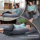 MOON PARK Pregnancy Pillows for Sleeping - U Shaped Full Body Maternity Pillow with Removable Cover - Support for Back, Legs, Belly, HIPS - 65 Inch - Dark Grey - Cooling Cover by TinyTreasures Baby Boutique