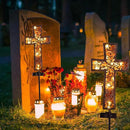 HUYIENO Solar Cross Garden Stake Lights 38inch Metal Outdoor Waterproof Memorial Garden Decor 2 Lighting Modes Cemetery Decorations for Grave for Remembrance Gifts & Sympathy Gifts by GreenHaven Gardens