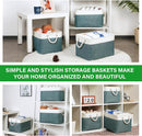 Bidtakay Fabric Storage Baskets for Shelves 3 Pack Large Storage Bins for Organizing Linen Collapsible Organizer for Closet-Deep Green by TinyTreasures Baby Boutique