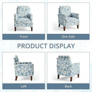 Floral Accent Chair, High Back Upholstered Armchair with Solid Wooden Legs, Padded Armrest and Removable Comfortable Cushioned Seat Single Sofa for Living Room, Bedroom, Blue by CozyNest Decor