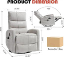 Manual Swivel Rocker Recliner Chair for Adults, Overstuffed Reclining Glider Chair for Nursing with Vibration Massage & Heat, Living Room Rocking Recliner 3-Stage backrest, Chenille Fabric Light Gray by CozyNest Decor