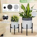 Planter with Stand Set of 2, Mid Century Plant Pots with Metal Legs Indoor, Modern Flower Pots with Drainage Holes, Decorative Garden Pot for Living Room, Office, Garden, or Balcony 10 & 12 inches by CozyNest Decor