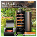 Sophia & William Heavy-Duty Vertical Offset Charcoal Smoker Extra Large Outdoor BBQ Gill with Offset Smoker, 961 SQ.IN. Cooking Area with Warming Tray,Push-out Ash Tray for Event Gathering, Black by GreenHaven Gardens