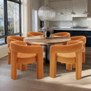 Orange Sherpa Dining Chairs Set of 6, Modern Barrel Dining Room Chairs Upholstered Faux Fur Accent Chair with Arms and Round Back for Living Room Kitchen Armchair No Assembly Needed by CozyNest Decor