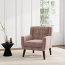 UIXE Accent Chair, Velvet Upholstered Armchair for Living Room, Modern Club Arm Chairs Comfy Single Sofa Button Tufted Bedroom Reading Seat - Skin Pink, Set of 4 by CozyNest Decor