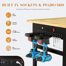 60" Adjustable Height Workbench, 2000 LBS Heavy Duty Work Table with Power Outlets & Pegboard, Rubber Wood Workstation for Garage, Workshop, Office, Home, Commercial by GreenHaven Gardens