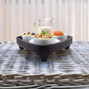 Mango Wood Serving Triangular Tray – 12x11.5x3.25 Inch Decorative Tray for Serving in Bed, Appetizers, Table, BBQ, Patio, Party – Perfect for Lap and Couch Use, Matt Finish, Black by CozyNest Decor