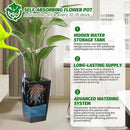 16" Tall Planters Set of 2, Outdoor＆Indoor Black Planter Pots, High Front Porch Planter Pots with Drainage Holes＆Water Level Monitor＆Inner Bucket, Automatic Watering,Black by GreenHaven Gardens